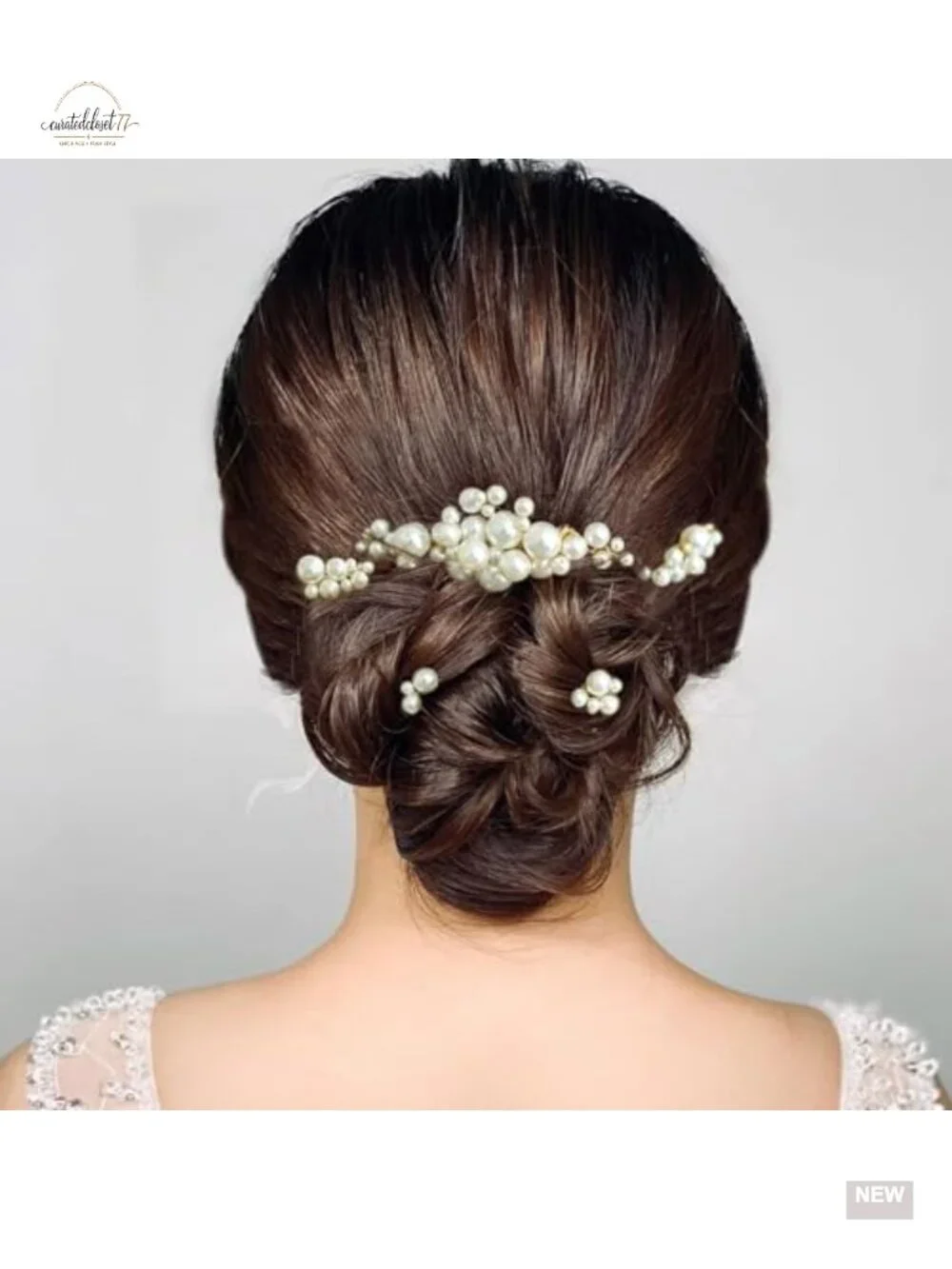 Pearl Hair Combs and Pins Set of 5, Bridal Hair Accessories for Wedding Prom